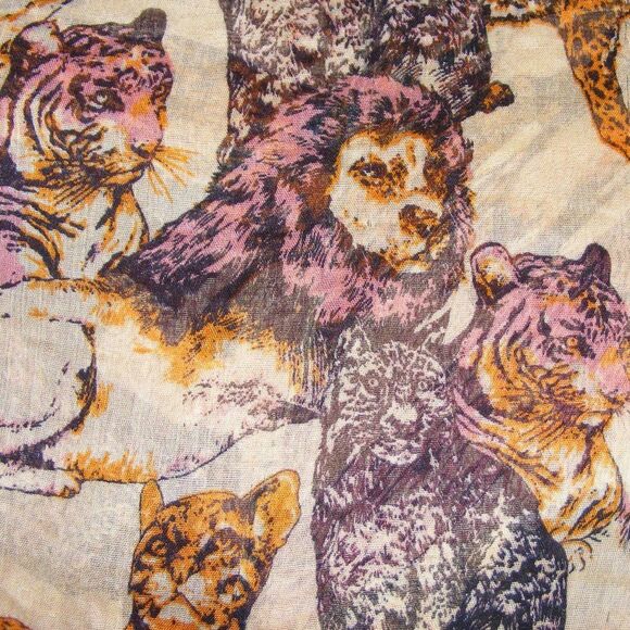 BIG CATS Infinity Scarf, OS, Beige/Orange/Brown, Lions, Tigers, Twisted threads - Picture 3 of 5